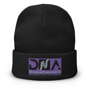 DNA Purple and Grey Embroidered Beanie