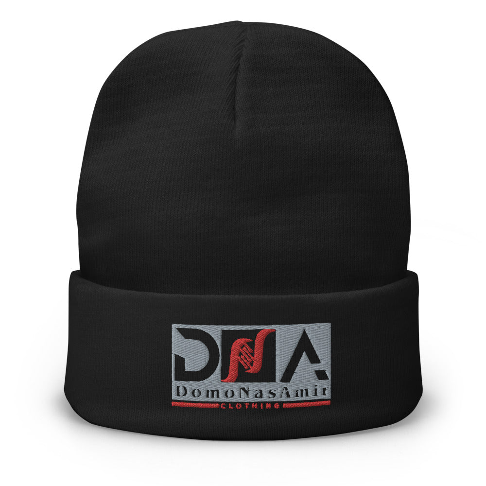 DNA Grey And Red Embroidered Beanie