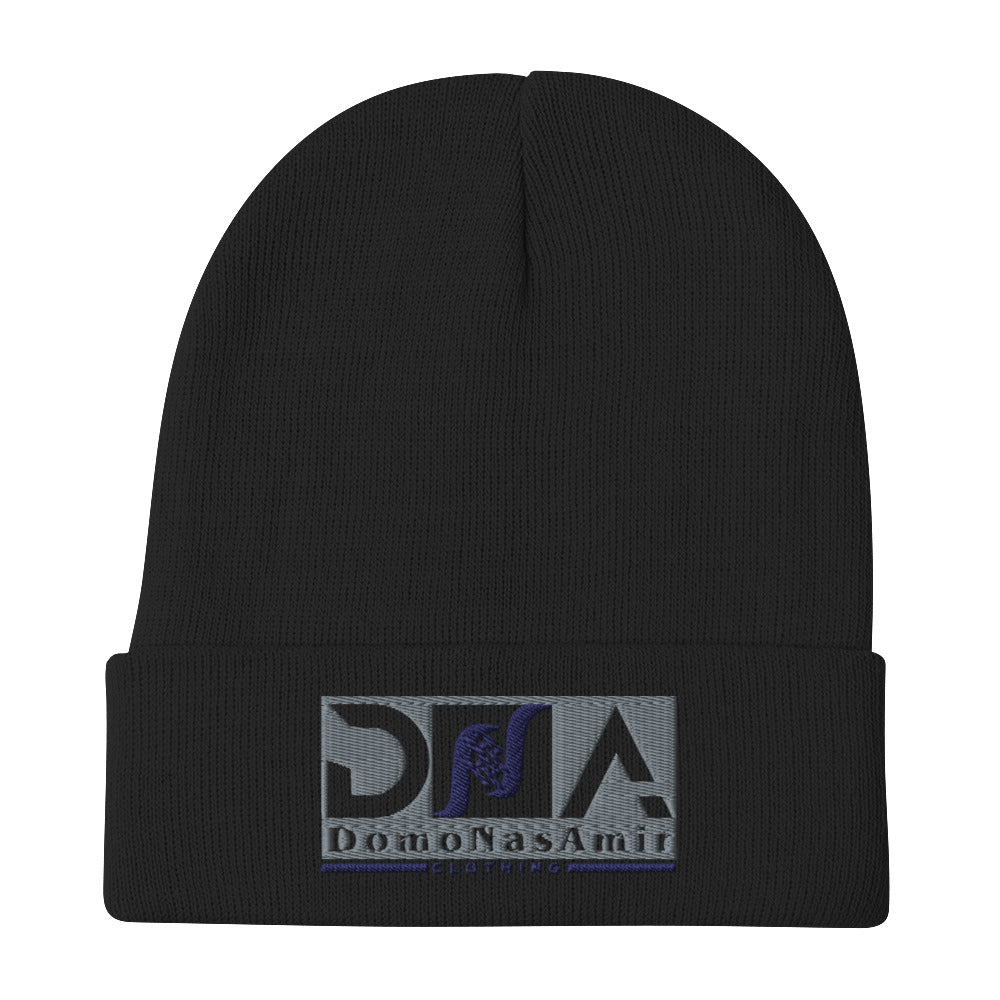 DNA Grey and Blue Embroidered Beanie