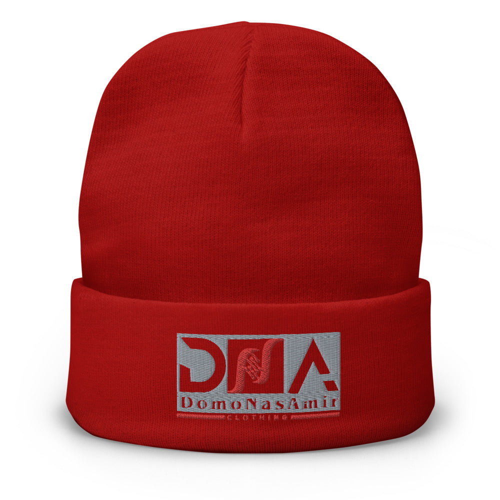 DNA Grey And Red Embroidered Beanie