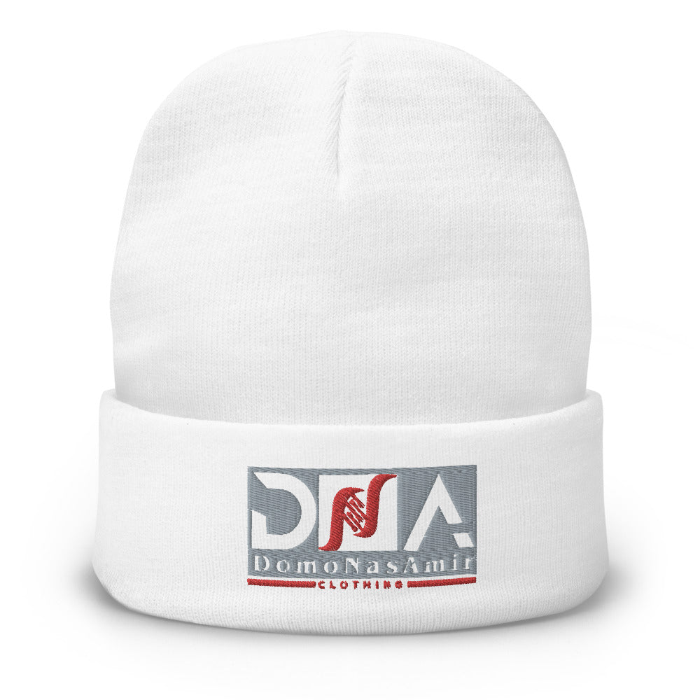 DNA Grey And Red Embroidered Beanie