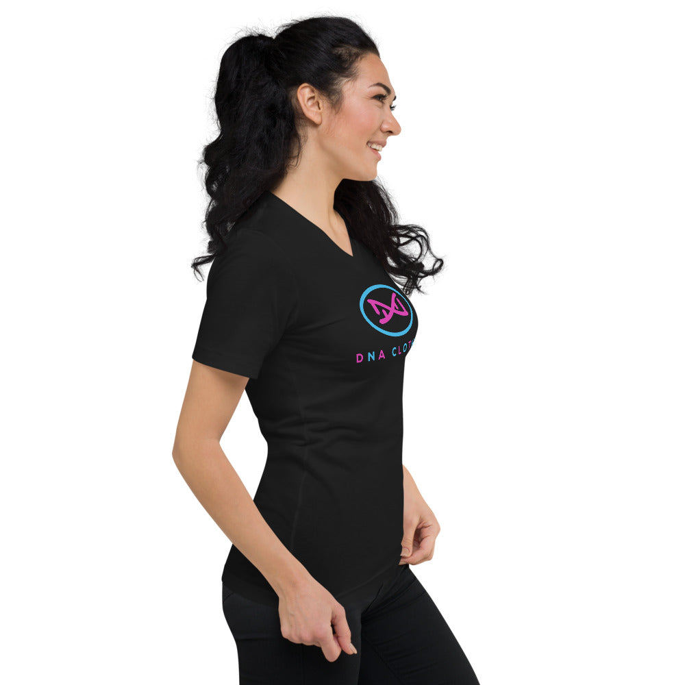 DNA Brand Pink and Powder Blue Unisex Short Sleeve V-Neck T-Shirt