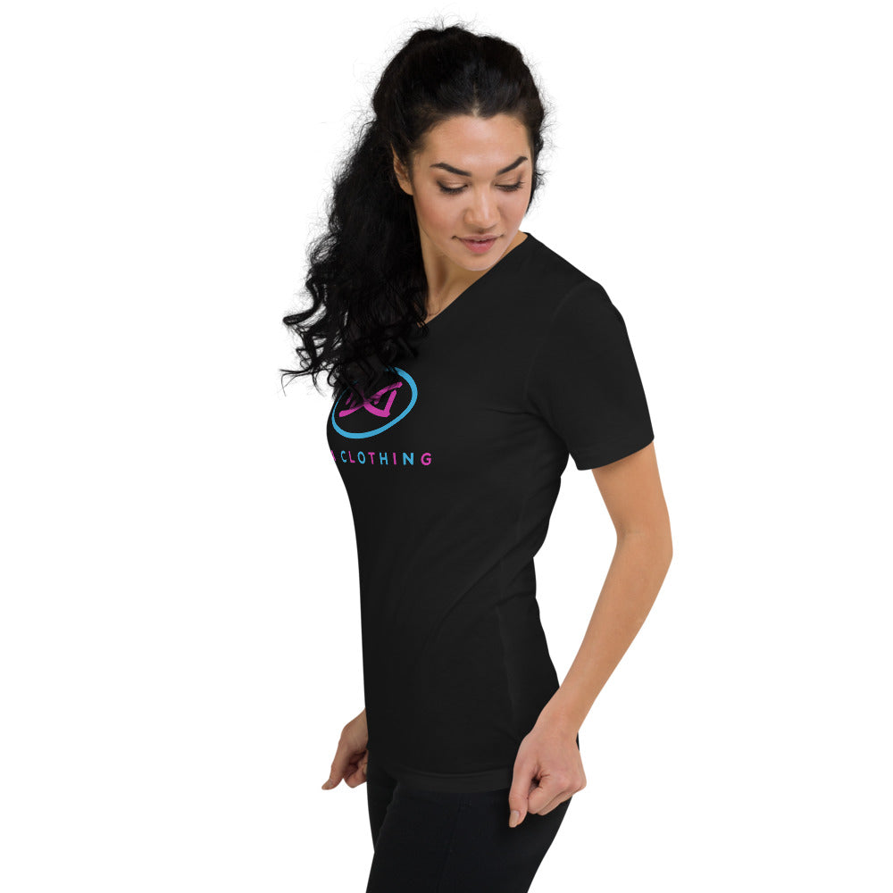 DNA Brand Pink and Powder Blue Unisex Short Sleeve V-Neck T-Shirt