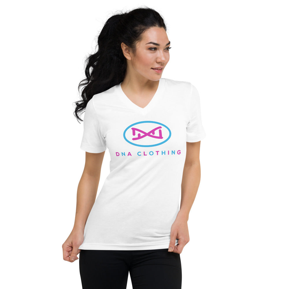 DNA Brand Pink and Powder Blue Unisex Short Sleeve V-Neck T-Shirt