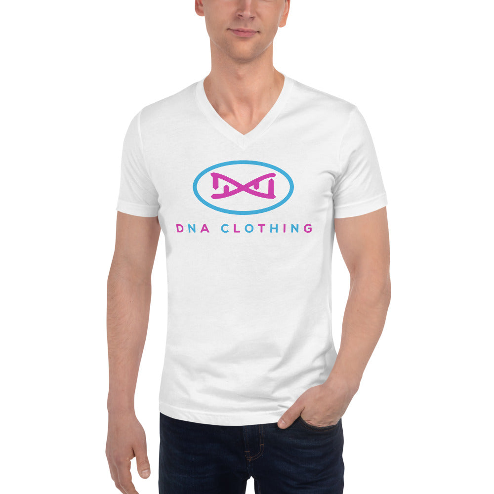 DNA Brand Pink and Powder Blue Unisex Short Sleeve V-Neck T-Shirt