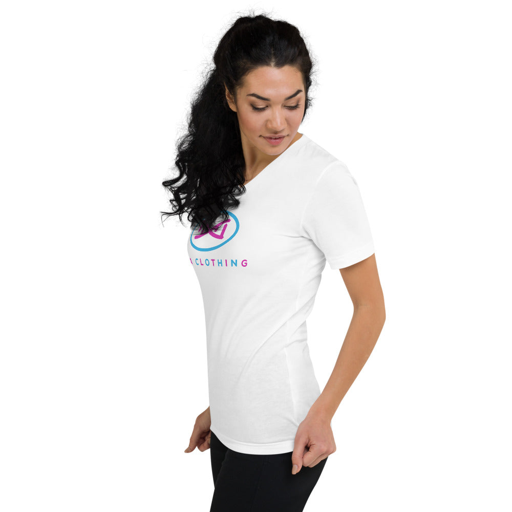 DNA Brand Pink and Powder Blue Unisex Short Sleeve V-Neck T-Shirt