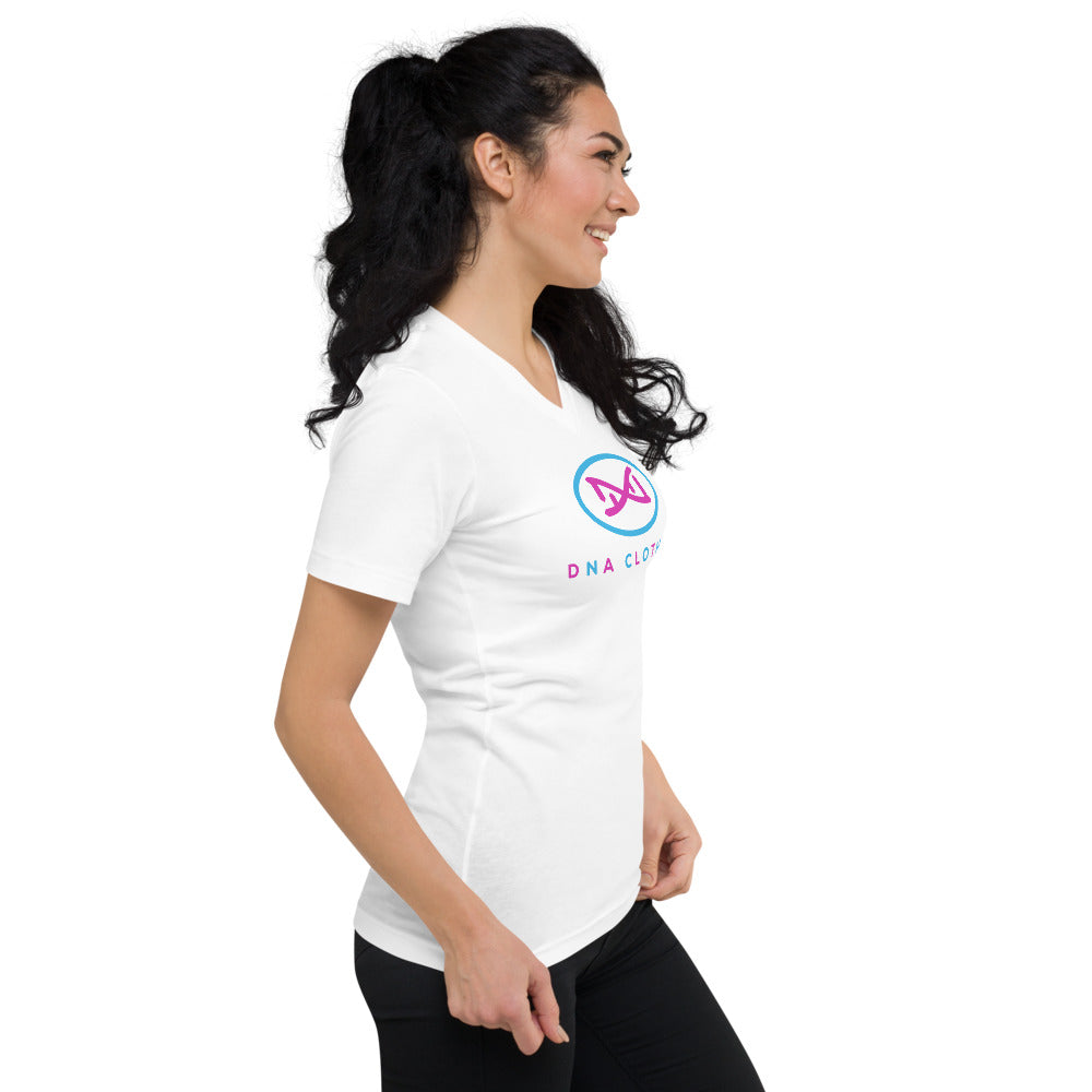 DNA Brand Pink and Powder Blue Unisex Short Sleeve V-Neck T-Shirt