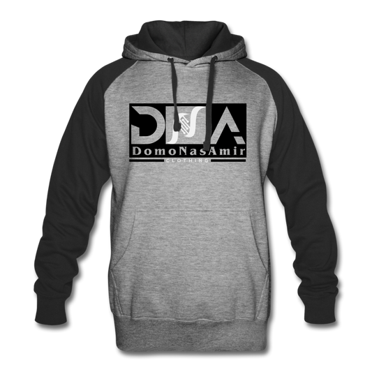 DNA Signature Colorblock Hoodie in heather gray and black